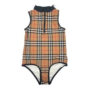 Burberry One Piece Swimsuit Beige Stripe Girls Size 12Y